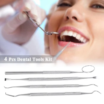 4pcs/daug Nerūdijančio Plieno Dantų Balinimo Rinkinys Odontologijos Priemonės, dantų gydytojai Pasiimti Priemonė Dantų Grandiklis Nustatyti Asmens & profesionalams