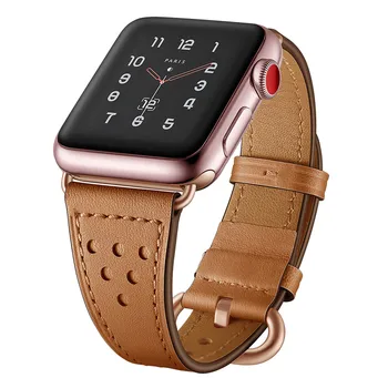 Rose Aukso Sagtis natūralios Odos Watchband Apple Watch Band 44mm 42mm 40mm 38mm Series 5 4 3 2 1 Apyrankę iWatch Dirželis