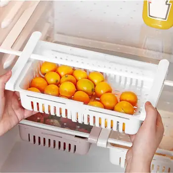 Reguliuojamas Šaldytuvas stalčiuko Virtuvės Šaldytuvas Saugojimo Dėžutės Maisto produktų, Kiaušinių Šaldiklio Lentynos Laikiklis Pull-out Stalčių Organizatorius