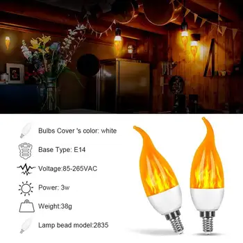 E14 E27 Liepsna Lempa Lempa LED Liepsnos Poveikis Imituojamo Gaisro Lempučių Mirgėjimas Emuliacija Dekoro Lauko Šalies LED Apšvietimas