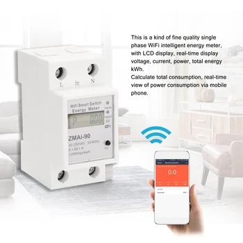Wifi Pažangios Energijos Skaitiklis Vienfaziai Din Bėgelio Energijos Suvartojimas Kwh Metrų Wattmeter Dirba Su Alexa 
