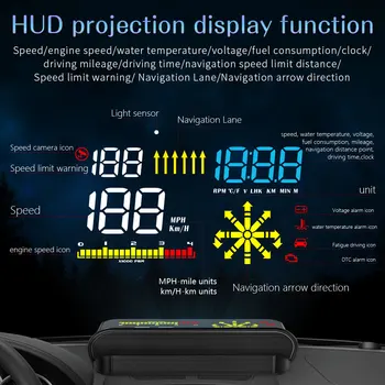 M15 Naujausias Automobilių HUD Head up display GPS Navigacijos OBD2 Skaneris borto Kompiuteris, Greičio Signalą Projekcija, Automobilių Elektronika