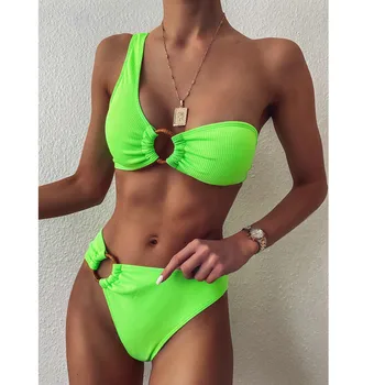 2020 Mados Moteriški vientisos Spalvos Bikini Push-Up Pad maudymosi kostiumėlį, maudymosi Kostiumėliai, Paplūdimio Nustatyti plaukimo Bikini купальник 2020 m.
