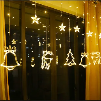 Kalėdų Žiburiai vidaus/Lauko EU220V Pasakų žibintai Moon Star LED Lempos String Dekoracija namuose Šalis Atostogų apšvietimas