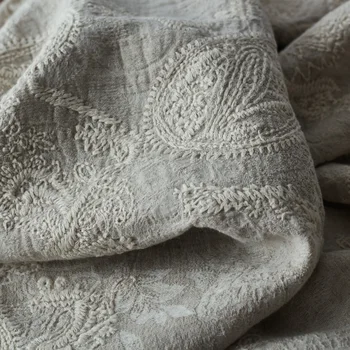Kokybės medvilnės ir lino Žakardo audinys siuvinėjimui tissu skraiste one-piece suknelė drabužius telas