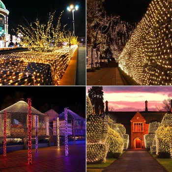 JULELYS LED Girliandą Net String Žiburiai Kalėdų Atostogų Šalis Vestuvių Žibintai, Apdailos, Sodo Namų Kieme Lauko Apšvietimas