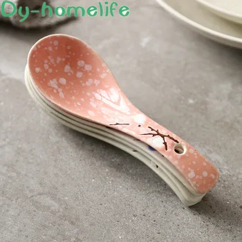 Keramikos Šaukštas Japonijos Rožinė Kaulų Kinija Rankomis Dažyti Slyvų Stalo Turėti Sriuba ir Valgyti Namų Virtuvės Reikmenys Indai