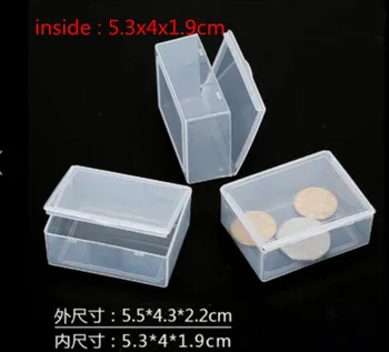 50pcs viduje 5.3*4*1.9 cm Skaidraus plastiko dėžutė stačiakampio formos mažas saugojimo priemonė, dalys, dėžutė mini, kuriems medicina dėžutę