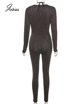 Joskaa 2020 M. Žiemos Moterų Drabužių Seksualus Apynasrio Korsetas Perspektyvos Akių Sujungimas Išskaptuotas Ilgomis Rankovėmis Jumpsuit Naktį Clubwear
