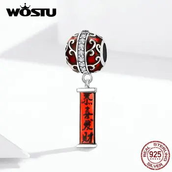 WOSTU 2020 Naujųjų Metų Serijos Raudona Pakabukai 925 Sterlingas Sidabro Kinijos Tradicinės Karoliukai tinka Originalios Apyrankės Fine Jewelry