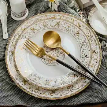 2vnt/set, 8+10 colių, kaulų kinija vakarienė rinkinys, indai, keramikos švediško stalo patiekalų šalis, porceliano plokštelės įkrovikliai, šaliai