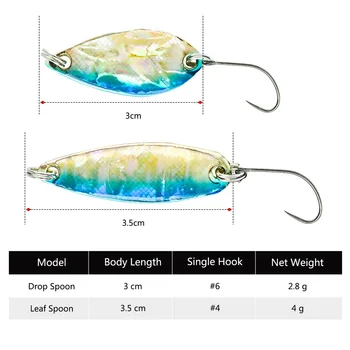 Goture Naujos Micro Žvejybos Šaukštas Spinner Lure Sunku Dirbtinis Masalas, Upėtakių, Ešerių Žvejyba, 2vnt/pak, 3cm 2.8 g arba 3,5 cm 4g