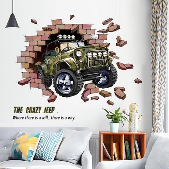 Creative 3D stereo automobilio siena lipdukas miegamasis lipdukai, lipnios asmenybės kambario apdaila, gyvenamasis kambarys sienų dekoras namų dekoro