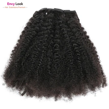 Pavydas, Atrodo, Afro Keistą Gamtos Spalva Juoda Moterims Human Virgin Hair 8 Vienetų / Set Įrašą Plaukų Priauginimas