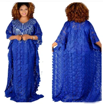 Plus Size Ilgai Afrikos Suknelės Moterims Dashiki Mados Vandenyje tirpus Nėrinių Laisvas Sijonas, Gėlių Siuvinėjimas Skraiste Boubou Afrikinio