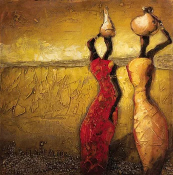 Rankomis dažyti Peilis Aliejaus Tapybai Abstrakčiai Afrikos Moteris, Aliejus, Tapyba ant Drobės Prekių Sienos Meno Tapybos Drobės Rankų darbo Nuotrauką