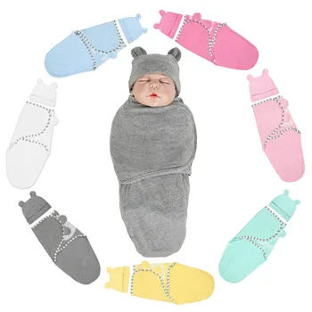 Kūdikių miegmaišis Įvyniojimas+Hat 2vnt Naujas Gimęs Nustatyti Kūdikių Antklodė Suvystyti Kietas miegmaišį Miego Maišas Vežimėlis Įvyniojimas+Hat