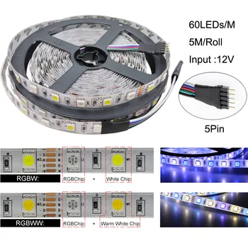 SMD 5050 LED Juostelės Juostelės LED Šviesos Juostelės RGB RGBW RGDWW Diodų Juosta DC12V Led string 15M 5M Lanksti Kambarį Apdaila