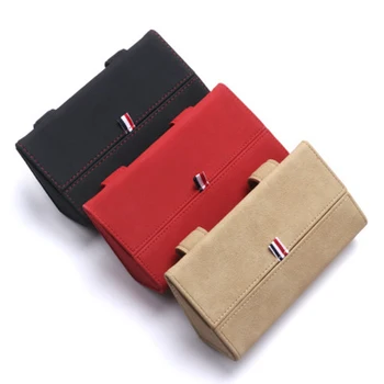 Juodos arba Raudonos arba Smėlio spalvos PU Oda Automobilių Stiklai Atveju Automobilio Saulės Skydelis Kabinti Multi-Card Įvairenybės Saugojimo Dekoratyvinės Dėžutės