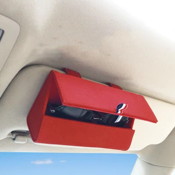 Juodos arba Raudonos arba Smėlio spalvos PU Oda Automobilių Stiklai Atveju Automobilio Saulės Skydelis Kabinti Multi-Card Įvairenybės Saugojimo Dekoratyvinės Dėžutės