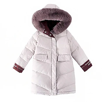 Vaikų žiemos šiltas žemyn striukė medvilnė paminkštinimas striukė 2020 naujas mados moterų drabužiai vaikams storas kailis kailio kailiniai su gobtuvu sniegas