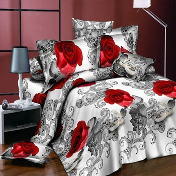 Prabanga 3d-raudona Rožė-žakardiniai vestuvių papuošalai 3/4pcs Patalynės Komplektas King size Antklode padengti nustato lovatiesė lova 32