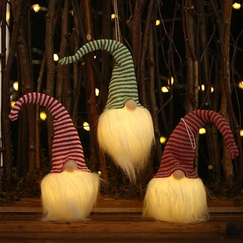 3PCS Kalėdų švedijos Gnome Santa Pliušinis Lėlės w/ LED Šviesos Ornamentu Namų Dekoro Juostele Kalėdų Senelio Lėlės Built-in Kvėpavimas Šviesa