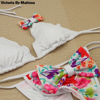 Moterų Lankas Trikampis Bikini Komplektas Baltos Seksualus Secret maudymosi kostiumėlį Biquini Diržas Apačioje brazilijos Maudymosi Kostiumą, Vasarą Įžūlus maudymosi Kostiumėliai