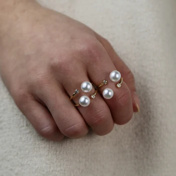 2020 metų vasaros naują bižuterijos atidaryti reguliuoti dydį Aukso cz jūros perlas zawalcowany multi-wrap piršto žiedą, moterims