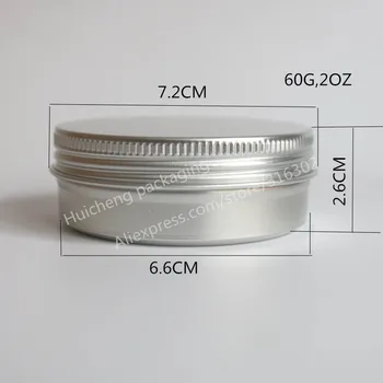 100 x Tuščias 60g aliuminio jar metalo jar grietinėlės milteliai, gelis naudoti 2 oz kosmetikos buteliukai, 60ml aliuminio konteinerių