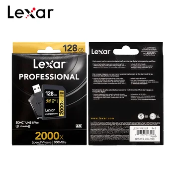 Originalus Lexar 2000x Atminties Kortelė 32GB 64GB UHS-II 300MB/S 128 GB Klasės 10 V90 U3 SD Kortelę 4K 3D 