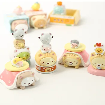 JY 8pcs/daug Japonija dress up cute kačių serijos kampe padaras ornamentais dekoruotais Veiksmų Skaičiai vinilo lėlės WJ01