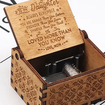 Music Box Ranka Skriejikas Graviruotas Muzikos Dėžutė Personalizable Dovana Dukra ir sūnus