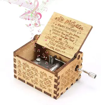 Music Box Ranka Skriejikas Graviruotas Muzikos Dėžutė Personalizable Dovana Dukra ir sūnus