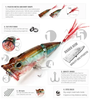 BEARKING Karšto Modelis Mažmeninės žvejybos masalas,sunku masalas įvairių spalvų, popperis 70mm 11g, Plūduriuojantis topwater jaukai