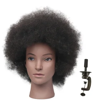 Moterų Afro Manekeno Galva Su Žmogaus Plaukų Afro Kasytės, Plaukų Mokymo Galvos Plaukų Manekenas Lėlės Galvos Plaukų Formavimo Manekenai