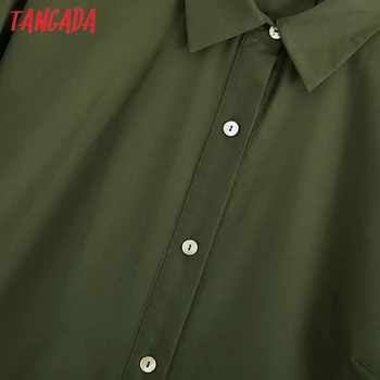 Tangada 2020 m. Rudens mados moterų amygreen marškinėliai suknelė patchwrok plisuotos ilgomis rankovėmis ponios atsitiktinis palaidų suknelė BE899