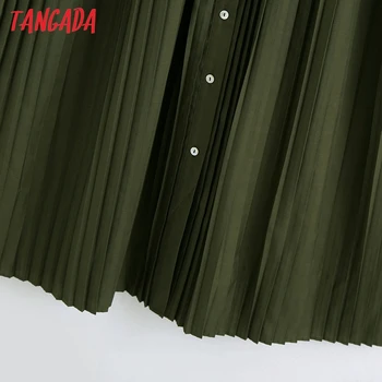 Tangada 2020 m. Rudens mados moterų amygreen marškinėliai suknelė patchwrok plisuotos ilgomis rankovėmis ponios atsitiktinis palaidų suknelė BE899