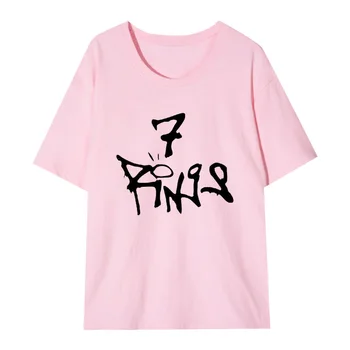 Ariana Grande Marškinėliai 7 Žiedai Grafinis Harajuku Mados Tee Moterų Hip-Hop Trumpas Rankovės Atsitiktinis Medvilnės Minkštas Viršų Mujer Camisetas