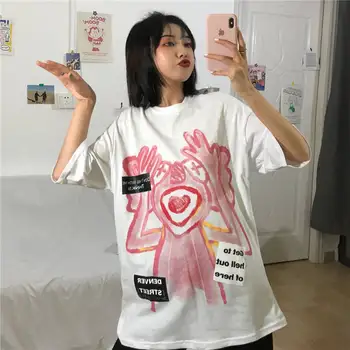 Mielas Hip-Hop Varlė Marškinėlius Streetwear Moterų Vasaros Juoda Japonija T-shirt Moterims, Atsitiktinis, Kietas Moterų Pusė Rankovės Viršuje Tees Marškinėliai Mergaitėms