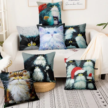 Namų Pagalvę Apdailos Lovely Cat Dažymo Pagalvėlės, Dekoratyvinės Pagalvės Namų Dekoro Sofa Mesti Pagalvės Almofadas Decorativas 45*45