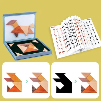 Magnetinio Tangram Dėlionės Žaidimas 3D Puzzle Montessori Švietimo Žaislas Piešimo Lenta Smegenų Erzinti Žaidimai, Mokymosi žaislai Vaikams