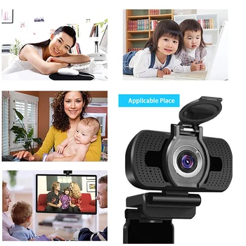 Kamera Hd 1080P Su Mikrofono Stovu Dulkių Dangtelis KOMPIUTERIO Transliacijos Plataus Kampo Web Cam Video Live Call Konferencijos Darbą