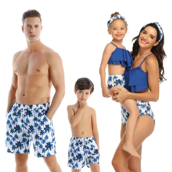 Šeimos Atitikimo maudymosi kostiumėlį, Komplektai, 2021 Naujas Vasaros Žmogus Beach Trumpas Ponios Mergaičių maudymosi kostiumėlis Berniukams Plaukti Šortai Mama ir Dukra Drabužiai