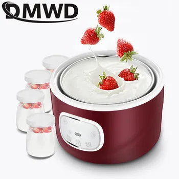 DMWD Elektros Jogurtas Maker, Automatinė Daugiafunkcis Nerūdijančio Plieno Leben Konteinerių Natto Ryžių Vyno Mašina Keturi Puodeliai Jogurto 1L