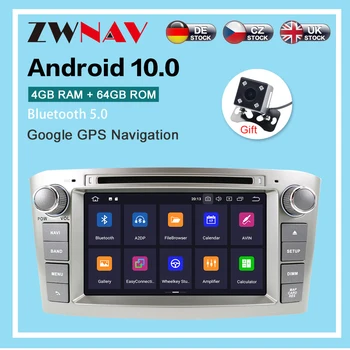 Android 10.0 4GB+64GB Automobilio radijo grotuvas GPS Navigacija Toyota Avensis 2002-2008 daugialypės terpės Grotuvas, Radijas, vaizdo stereo headunit