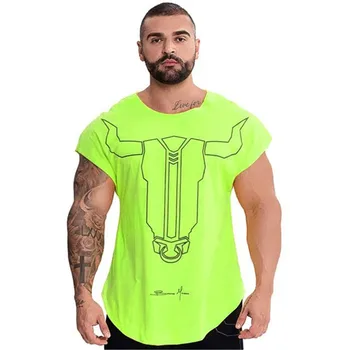 Mados Raumenų Vyrų Berankoviai Marškinėliai Prekės Sveikatingumo Kultūrizmo Marškinėliai Vyrams Fitneso Medvilnės marškinėliai (be Rankovių) Prekės vyriški Marškiniai