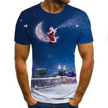 2020 Kalėdų 3D spausdinimo mados vyrų ir moterų trumparankoviai marškinėliai minkštos medžiagos lauko atsitiktinis palaidų vyriški T-shirt