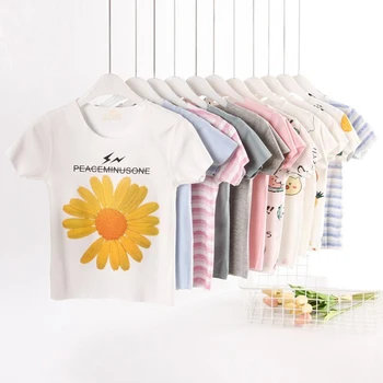 Vaiko paprasto, t-marškinėliai, vaikiški drabužiai mergaitė berniukas mados drabužių viršuje vasarą europos White t-shirt vaikas Trumpas rankovės antsiuvai