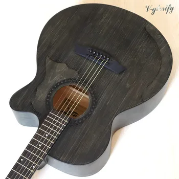 Naujas dizainas pilka-žalia traukti šilko akustine elektrine gitara, 40 colių matiniu paviršiumi 6 styginių, liaudies gitara su mikrofonu EQ